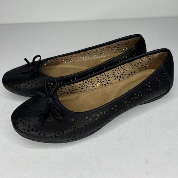 White Mountain Shoes - White Mountain Surprise Black Cut-Out Slip-On Ballet Slippers Womens Size 7.5